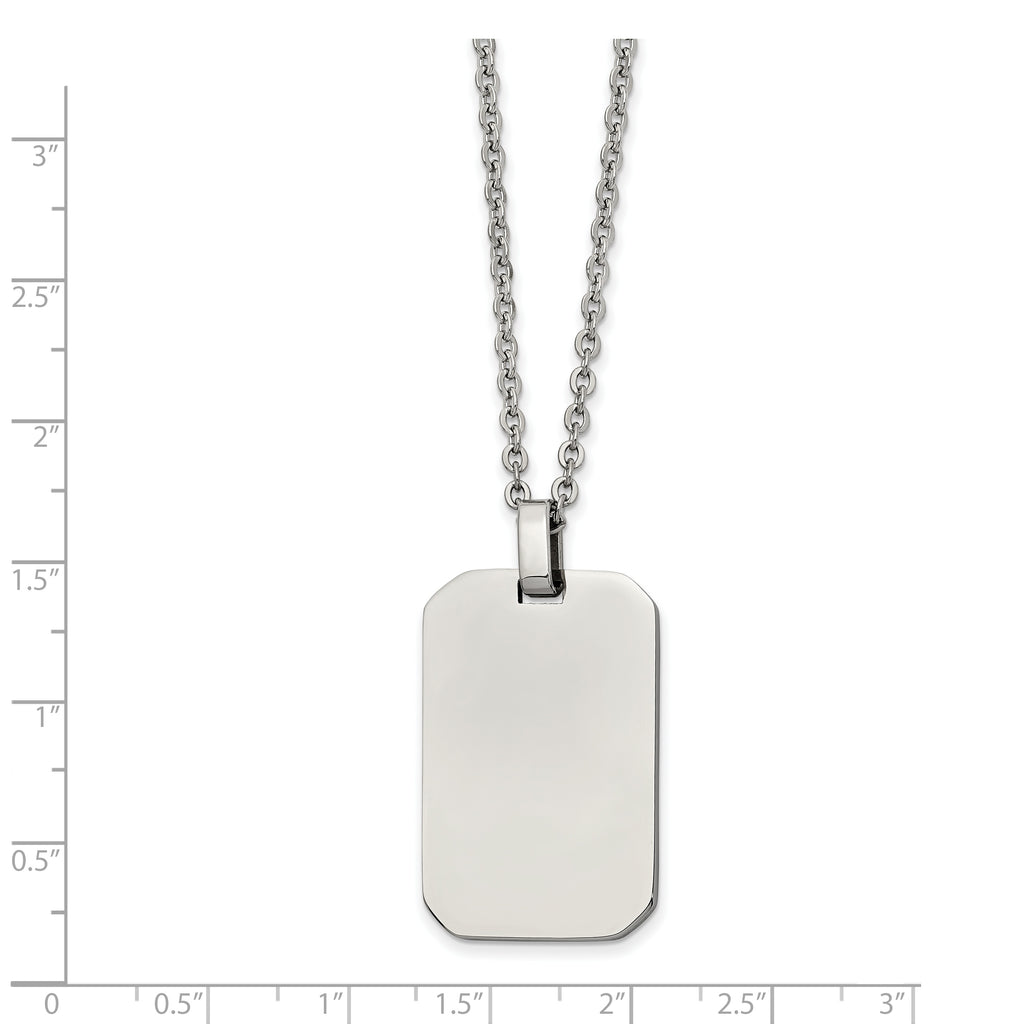 Chisel Stainless Steel Polished Rectangle Dog Tag on a 22 inch Cable Chain Necklace