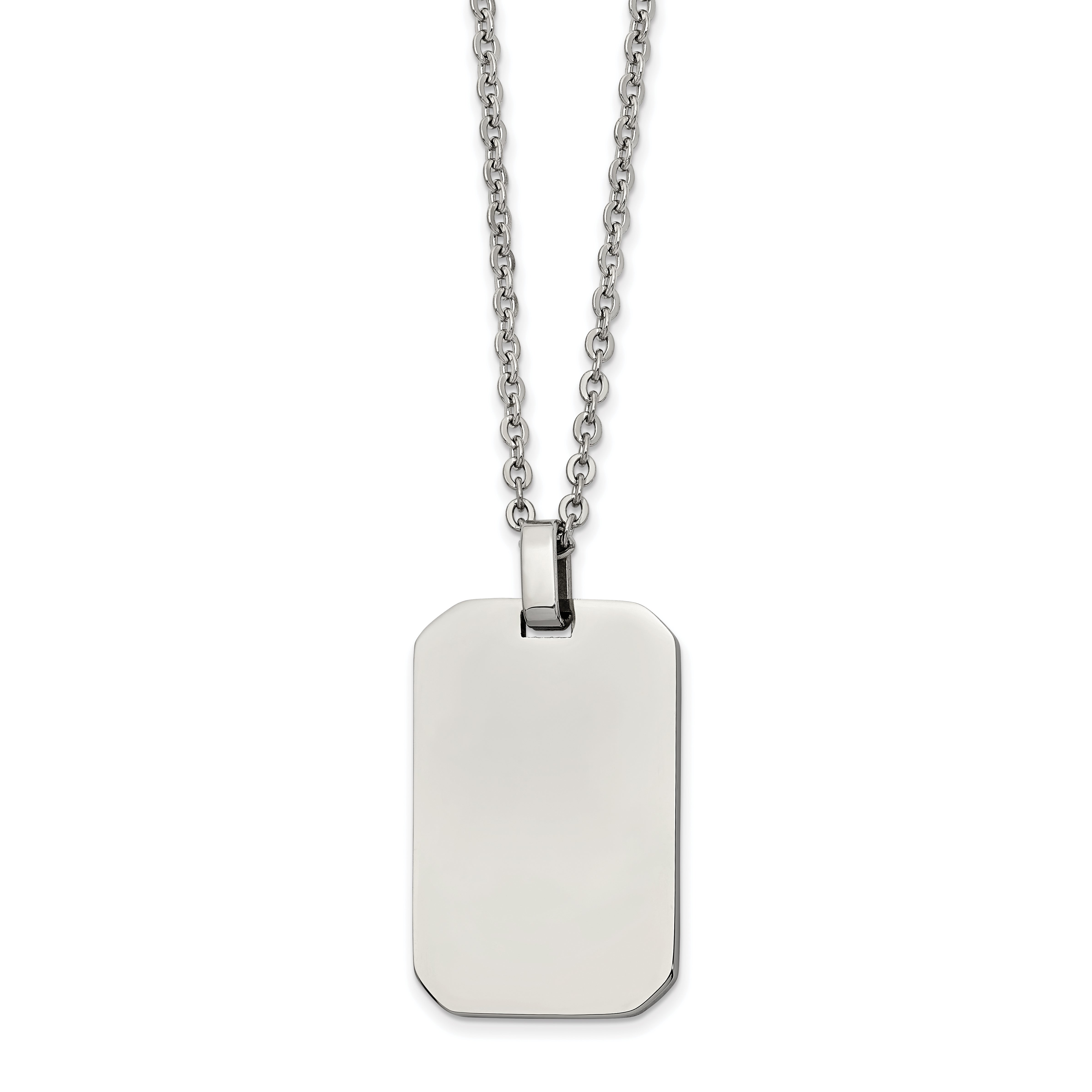 Chisel Stainless Steel Polished Rectangle Dog Tag on a 22 inch Cable Chain Necklace Main image