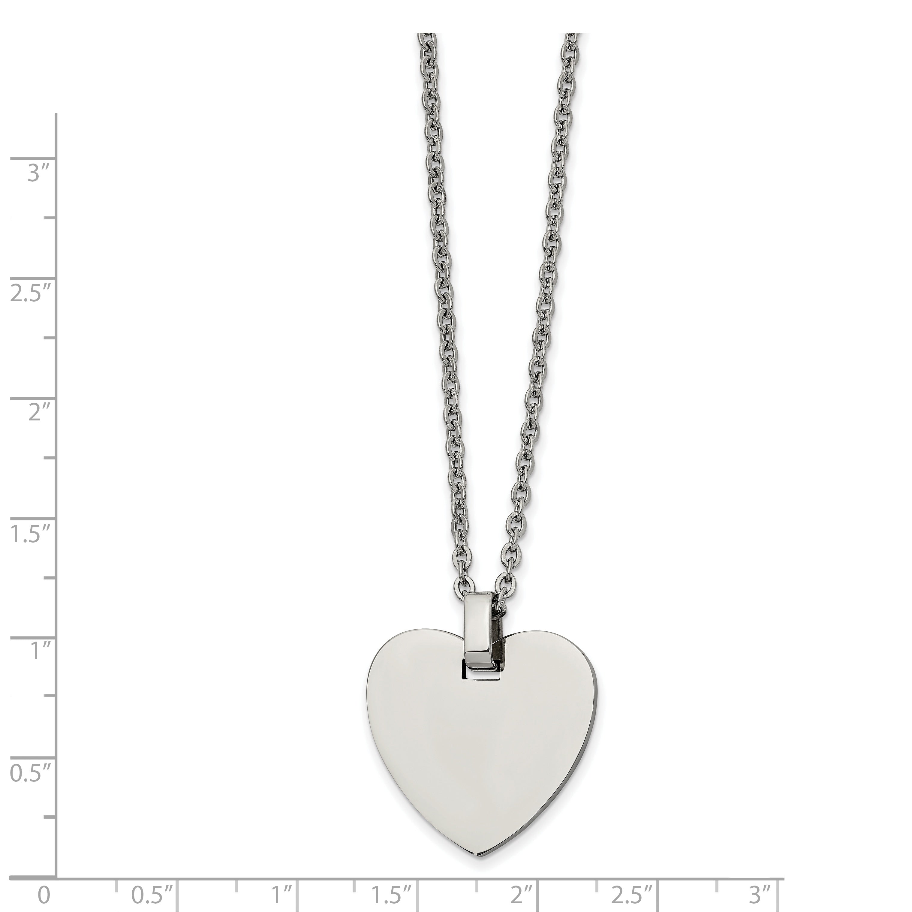Chisel Stainless Steel Polished Heart Pendant on a 20 inch Cable Chain Necklace Secondary image