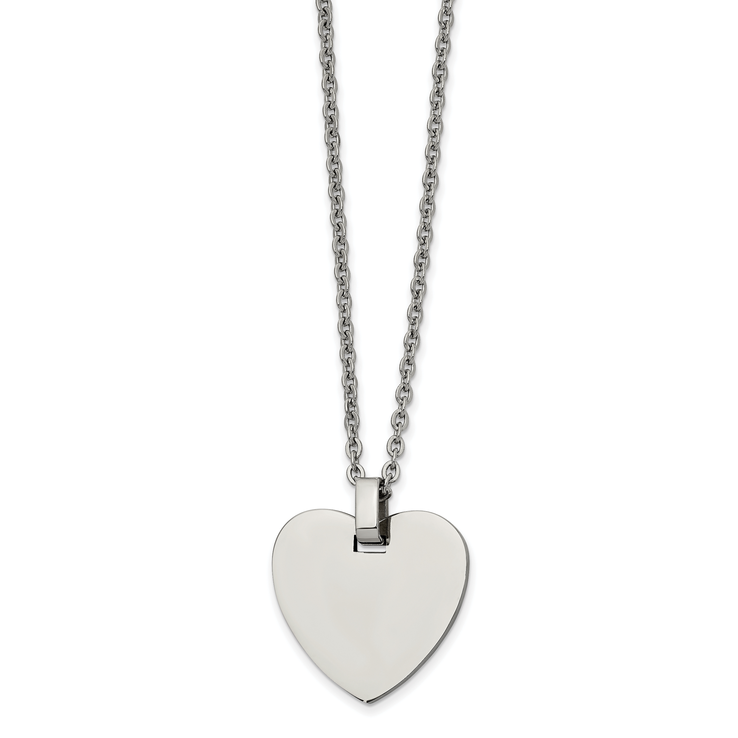 Chisel Stainless Steel Polished Heart Pendant on a 20 inch Cable Chain Necklace Main image
