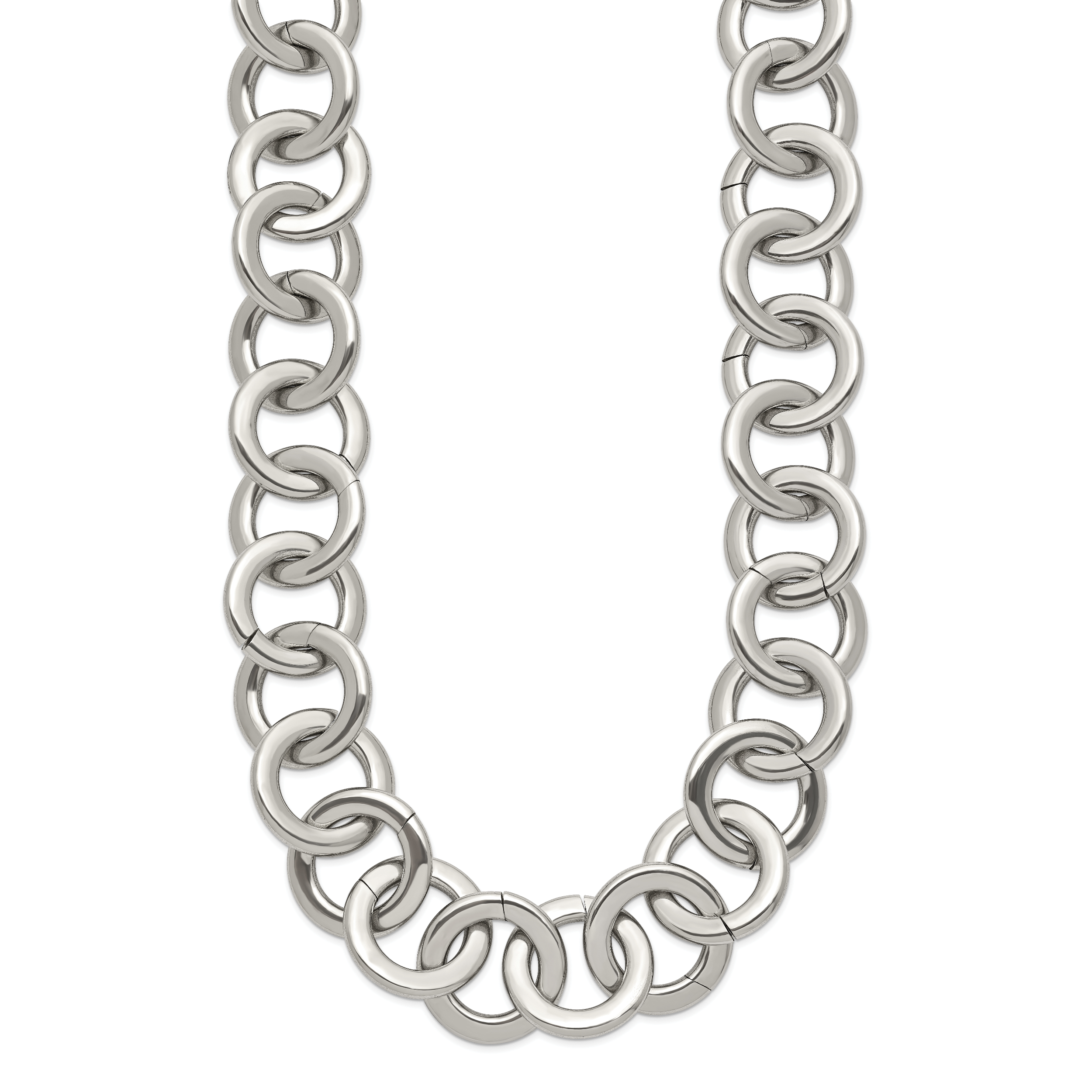 Chisel Stainless Steel Polished Circle Link 17 inch Necklace Secondary image