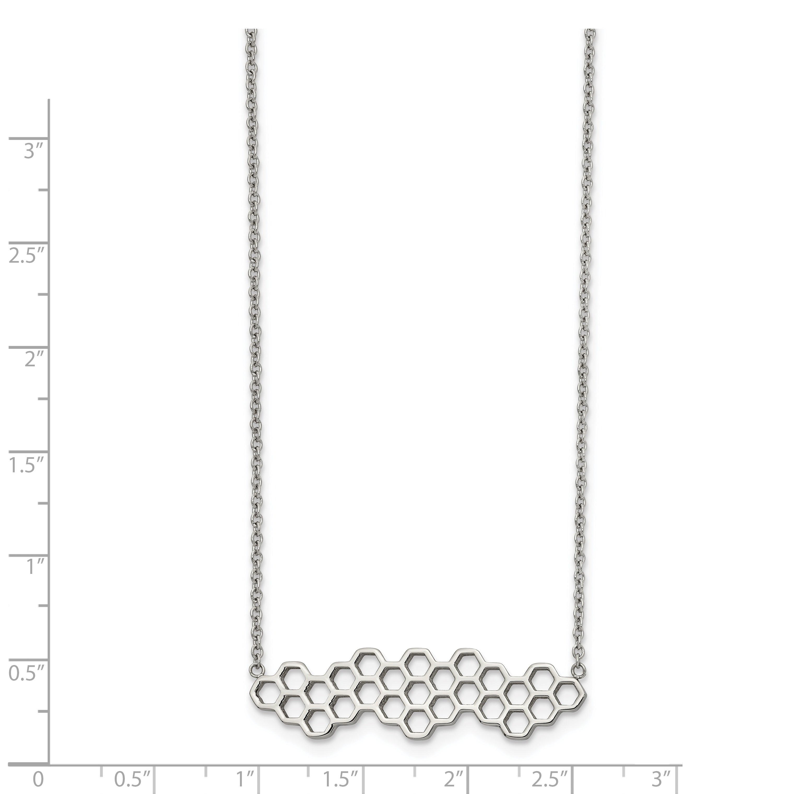 Chisel Stainless Steel Polished Honeycomb on a 17.75 inch Cable Chain with a 1.25 inch Extension Necklace Secondary image