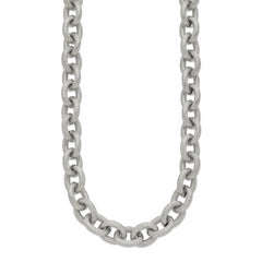 Chisel Stainless Steel Polished and Textured Link 16.5 inch Necklace