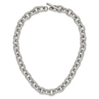 Chisel Stainless Steel Polished and Textured Link 16.5 inch Necklace