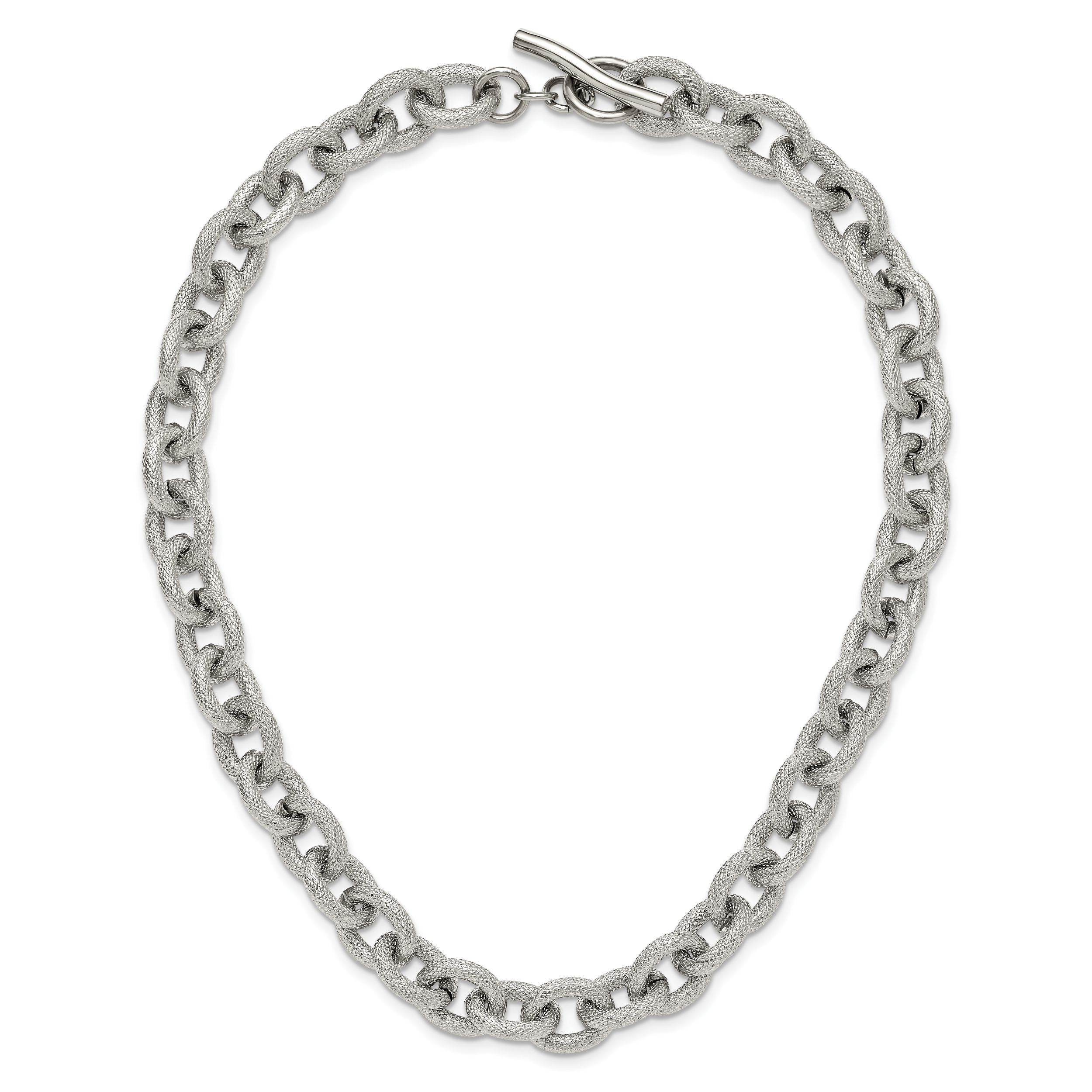 Chisel Stainless Steel Polished and Textured Link 16.5 inch Necklace