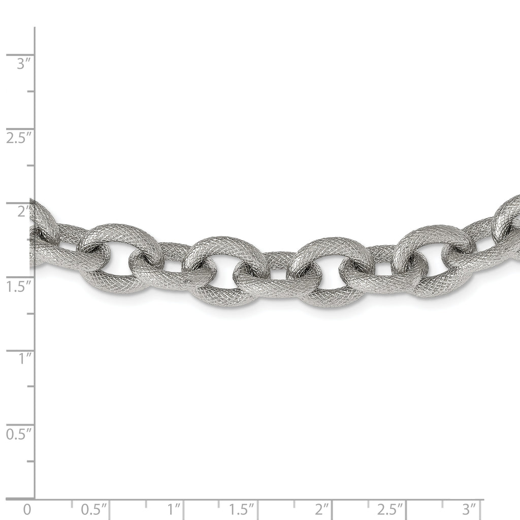 Chisel Stainless Steel Polished and Textured Link 16.5 inch Necklace