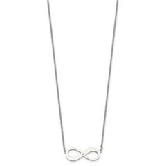 Chisel Stainless Steel Polished Infinity Symbol with CZ on a 16.5 inch Cable Chain with a 2 inch Extension Necklace