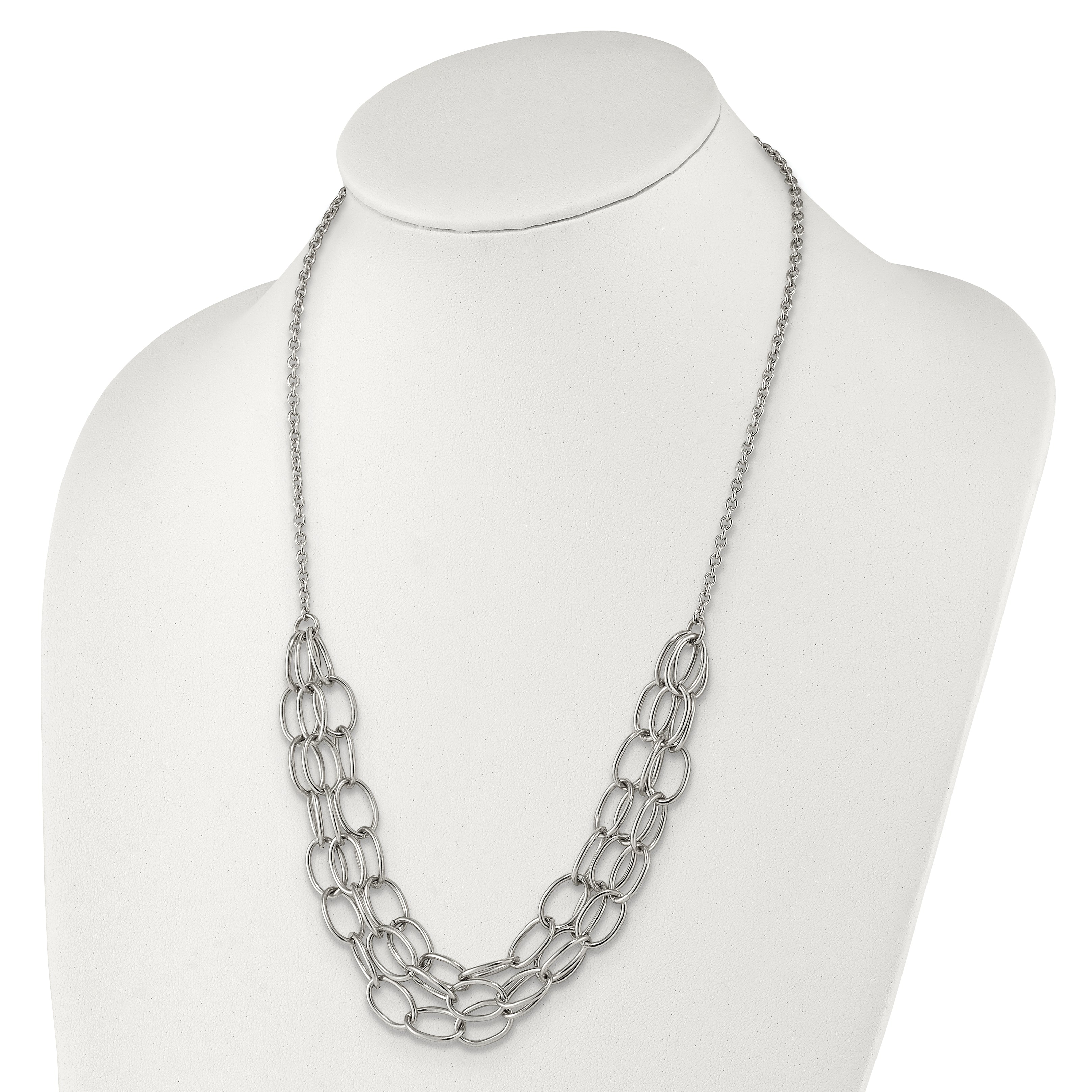 Chisel Stainless Steel Polished Multi Chain 20.5 inch with a 1.75 inch Extension Necklace