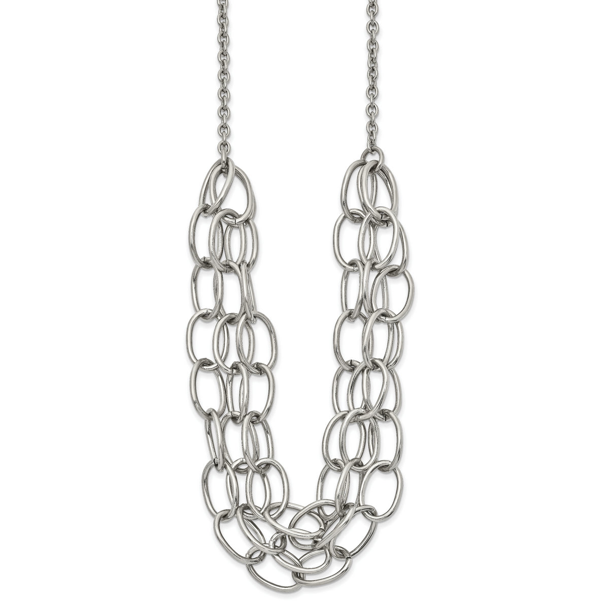 Chisel Stainless Steel Polished Multi Chain 20.5 inch with a 1.75 inch Extension Necklace