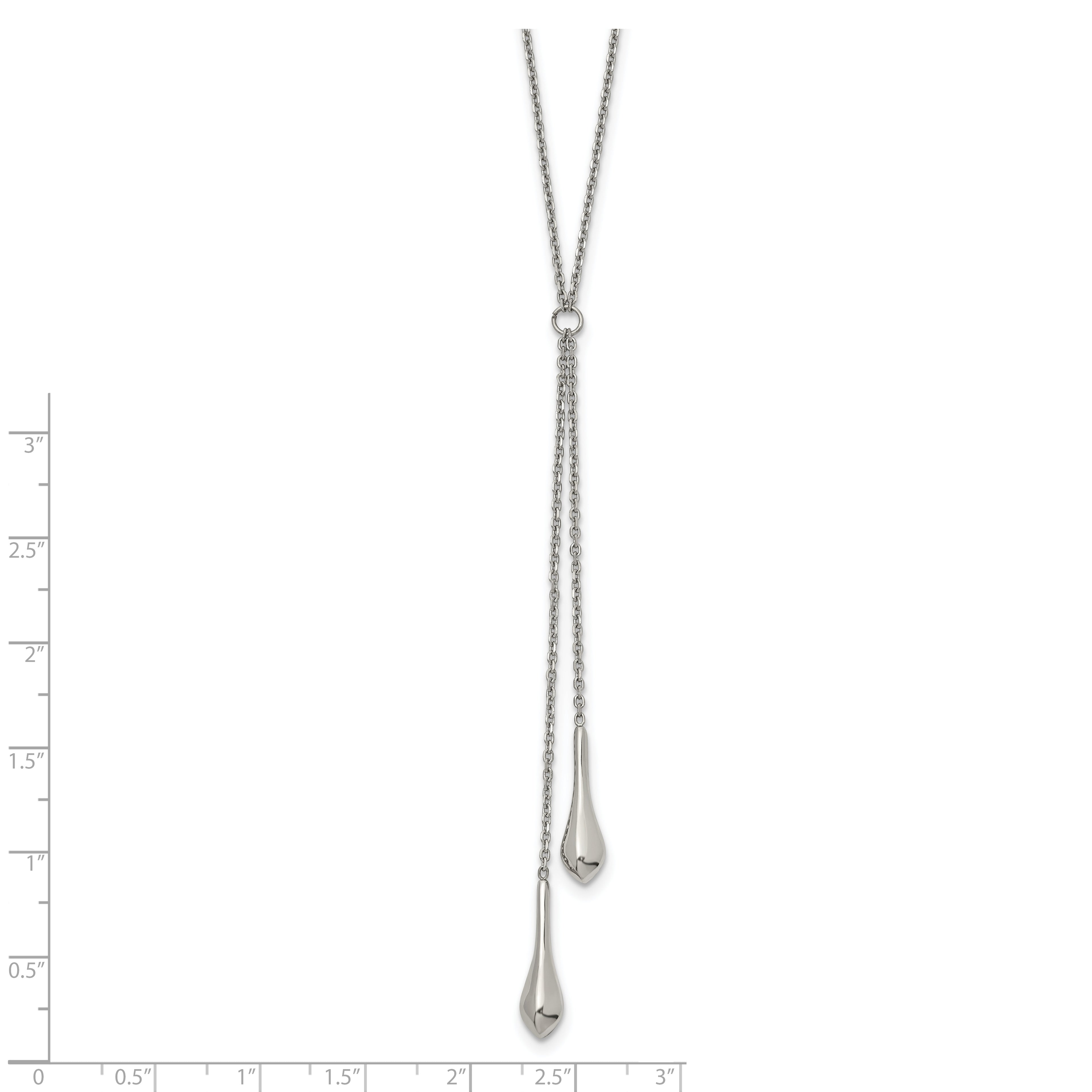 Chisel Stainless Steel Polished with 3.5 inch Dangle 16.5 inch Cable Chain Necklace