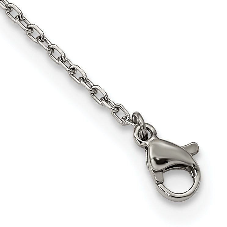 Stainless Steel Polished w/Preciosa Crystal V shape w/1.25in ext Necklace Secondary image