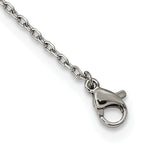 Stainless Steel Polished w/Preciosa Crystal V shape w/1.25in ext Necklace