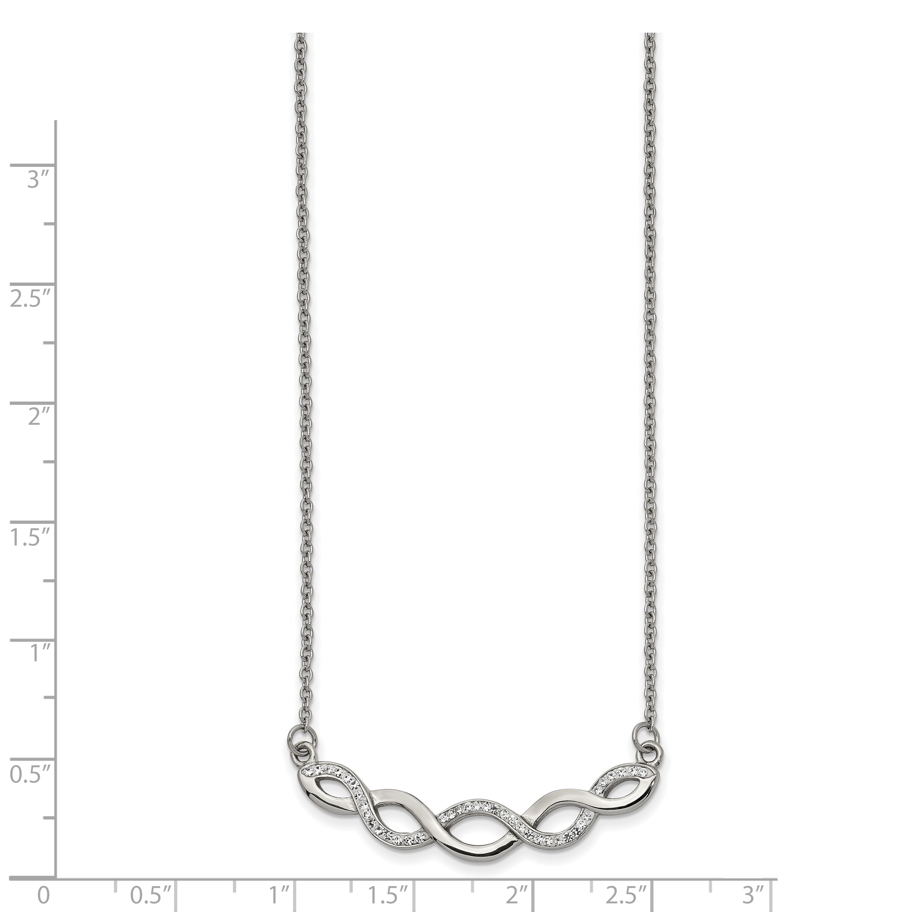 Chisel Stainless Steel Polished with Preciosa Crystal Braided Bar on a 16.5 inch Cable Chain with a 2 inch Extension Necklace Secondary image