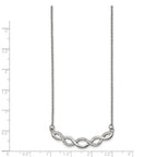 Chisel Stainless Steel Polished with Preciosa Crystal Braided Bar on a 16.5 inch Cable Chain with a 2 inch Extension Necklace