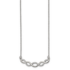 Chisel Stainless Steel Polished with Preciosa Crystal Braided Bar on a 16.5 inch Cable Chain with a 2 inch Extension Necklace