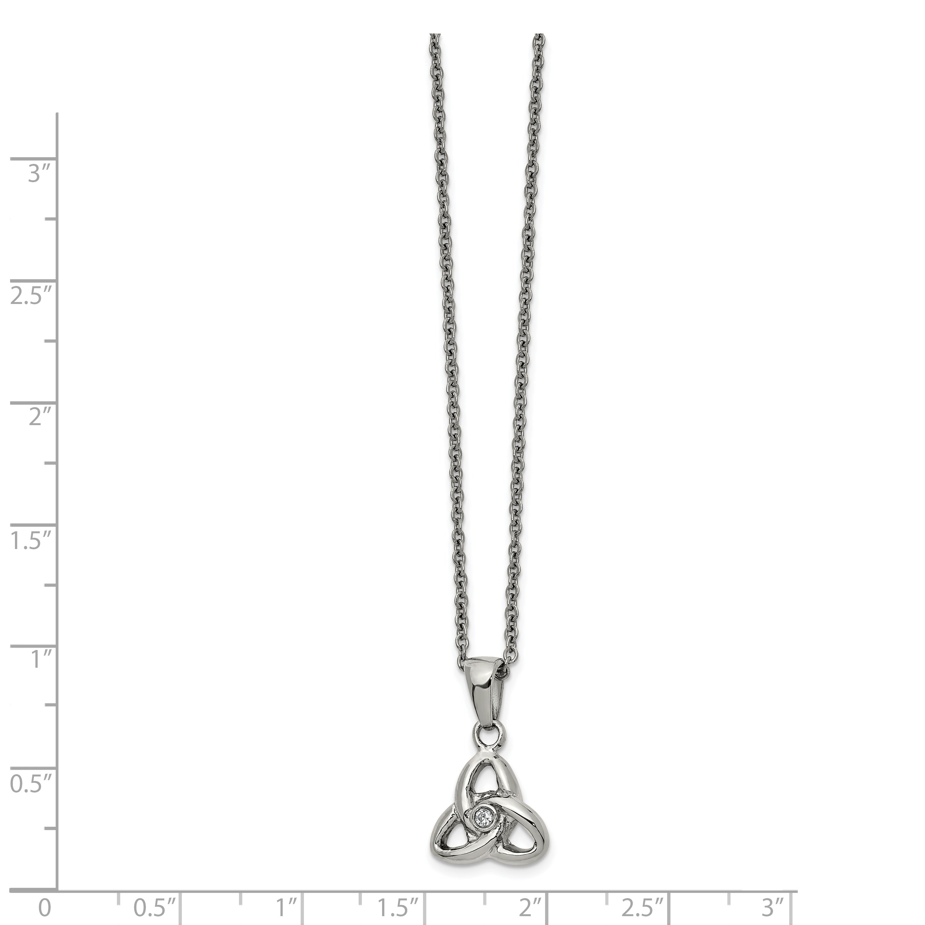 Chisel Stainless Steel Polished with Preciosa Crystal Trinity Knot Pendant on a 16 inch Cable Chain with a 1 inch Extension Necklace Secondary image