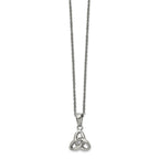 Chisel Stainless Steel Polished with Preciosa Crystal Trinity Knot Pendant on a 16 inch Cable Chain with a 1 inch Extension Necklace