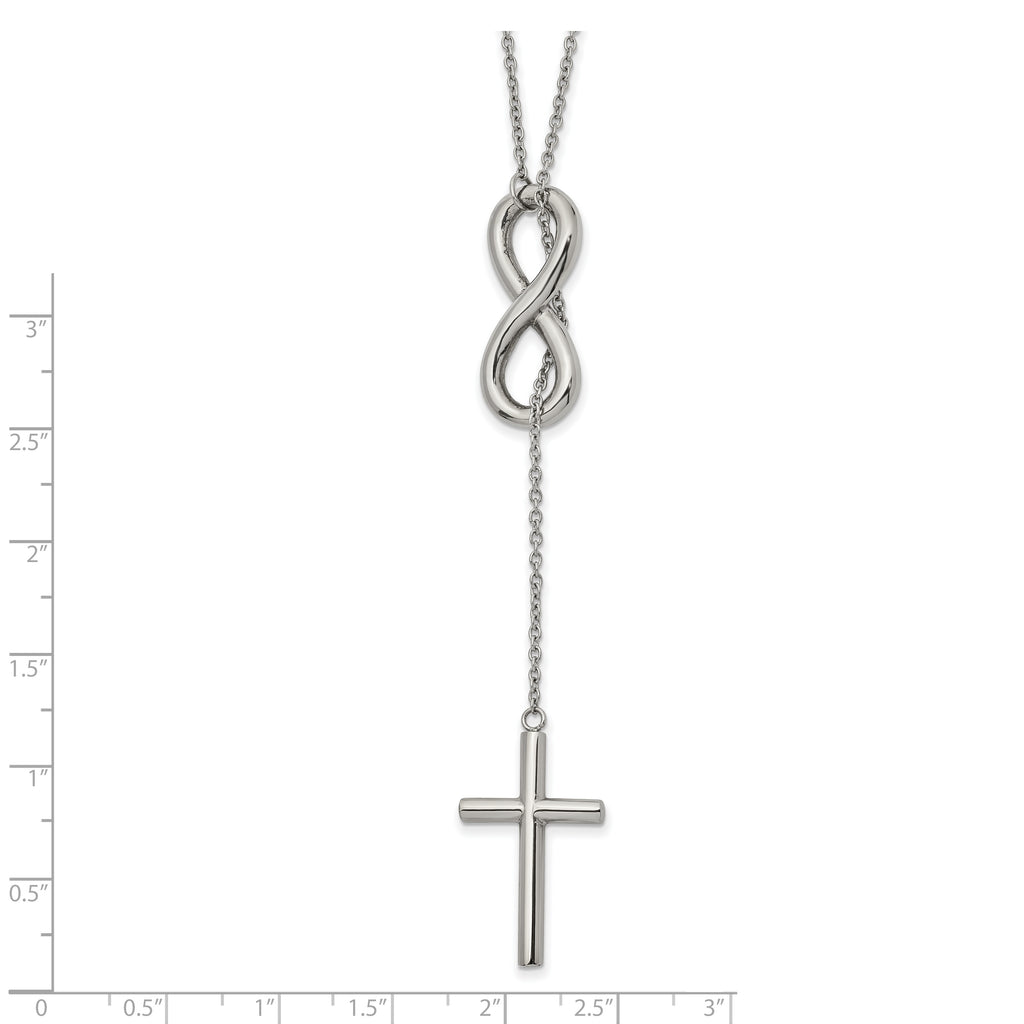 Cross & Infinity Slip-On Cable Chain Necklace in Stainless Steel