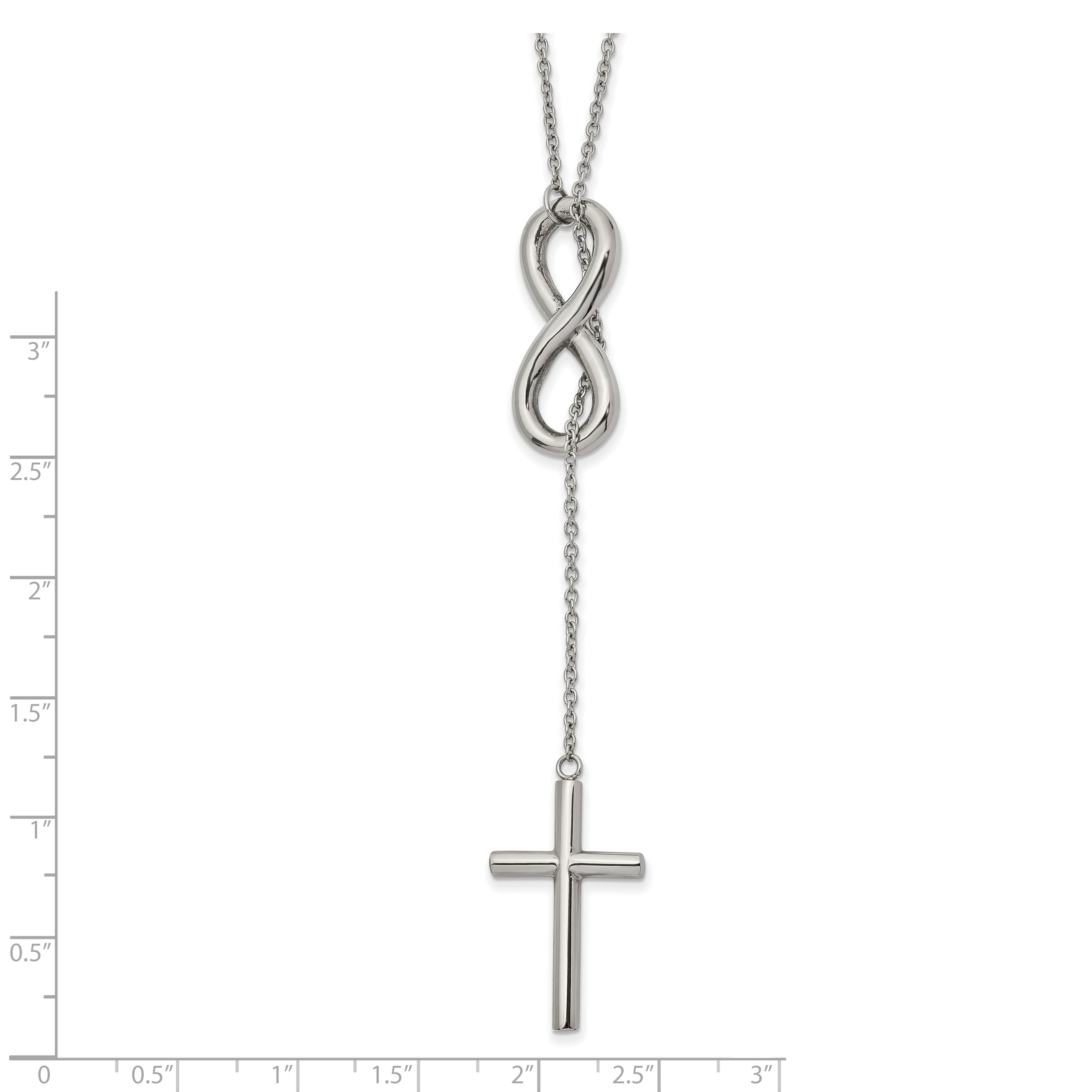 Cross & Infinity Slip-On Cable Chain Necklace in Stainless Steel