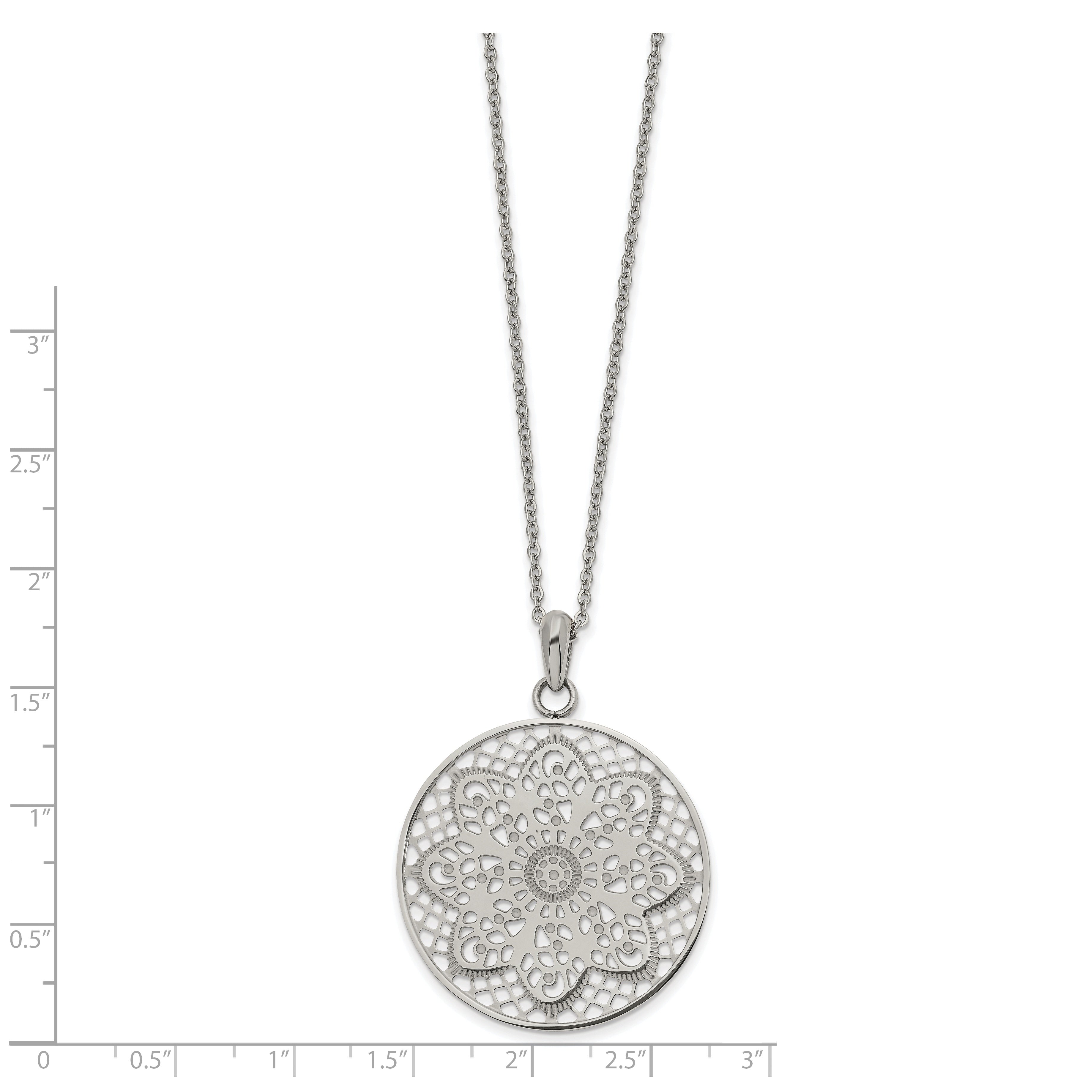 Chisel Stainless Steel Polished Cut-out Floral Pendant on a 22 inch Cable Chain Necklace Secondary image