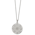 Chisel Stainless Steel Polished Cut-out Floral Pendant on a 22 inch Cable Chain Necklace