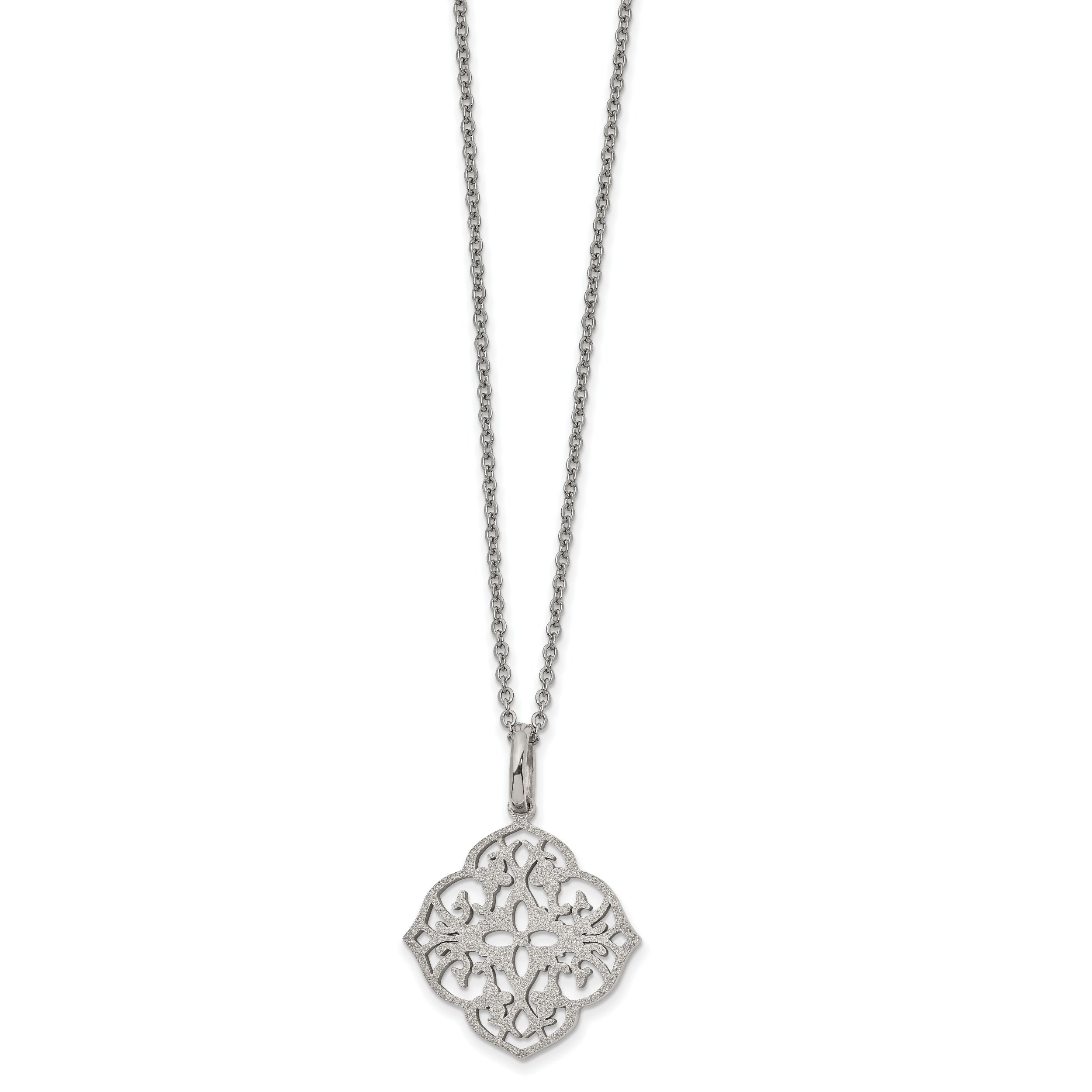 Stainless Steel Polished Laser Cut 22 inch Necklace