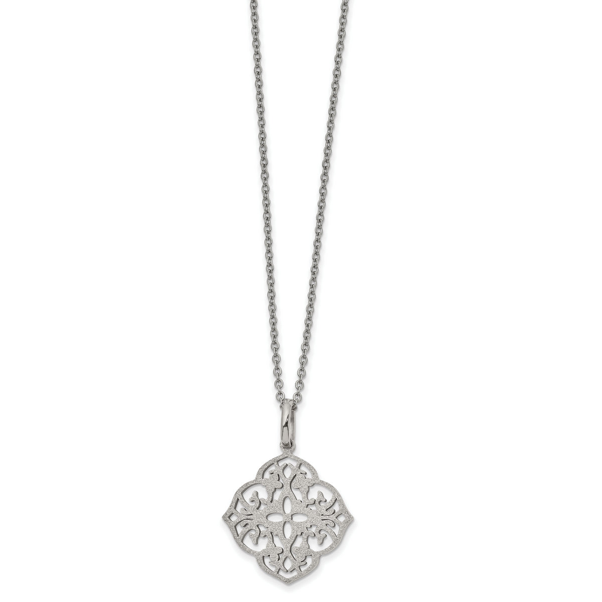 Stainless Steel Polished Laser Cut 22 inch Necklace