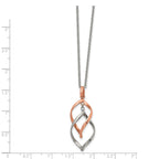 Chisel Stainless Steel Polished Rose IP-plated Twisted Pendant on a 16 inch Cable Chain with a 2 inch Extension Necklace