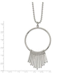 Chisel Stainless Steel Polished Circle with Bars Pendant on a 22 inch Ball Chain Necklace