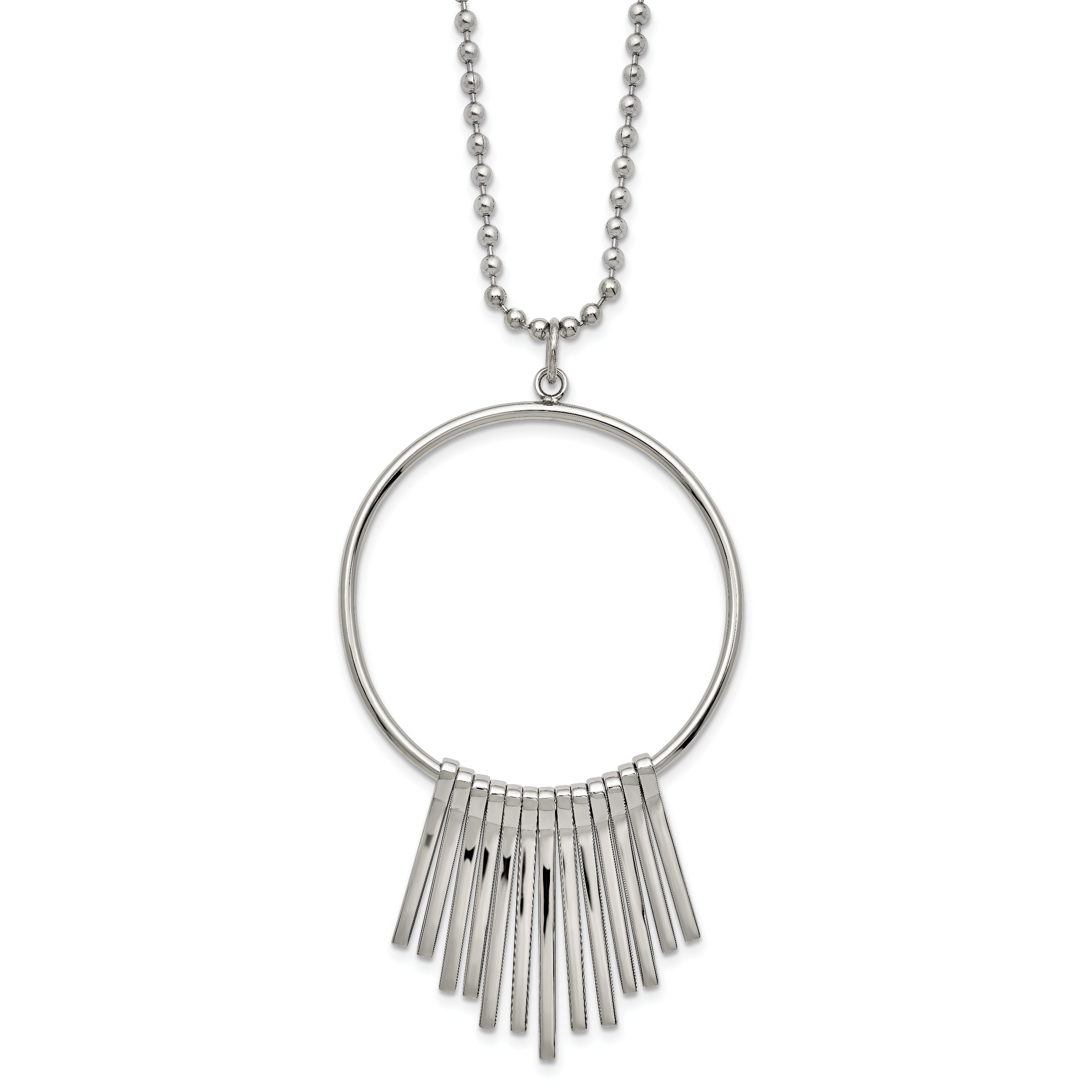 Chisel Stainless Steel Polished Circle with Bars Pendant on a 22 inch Ball Chain Necklace Main image