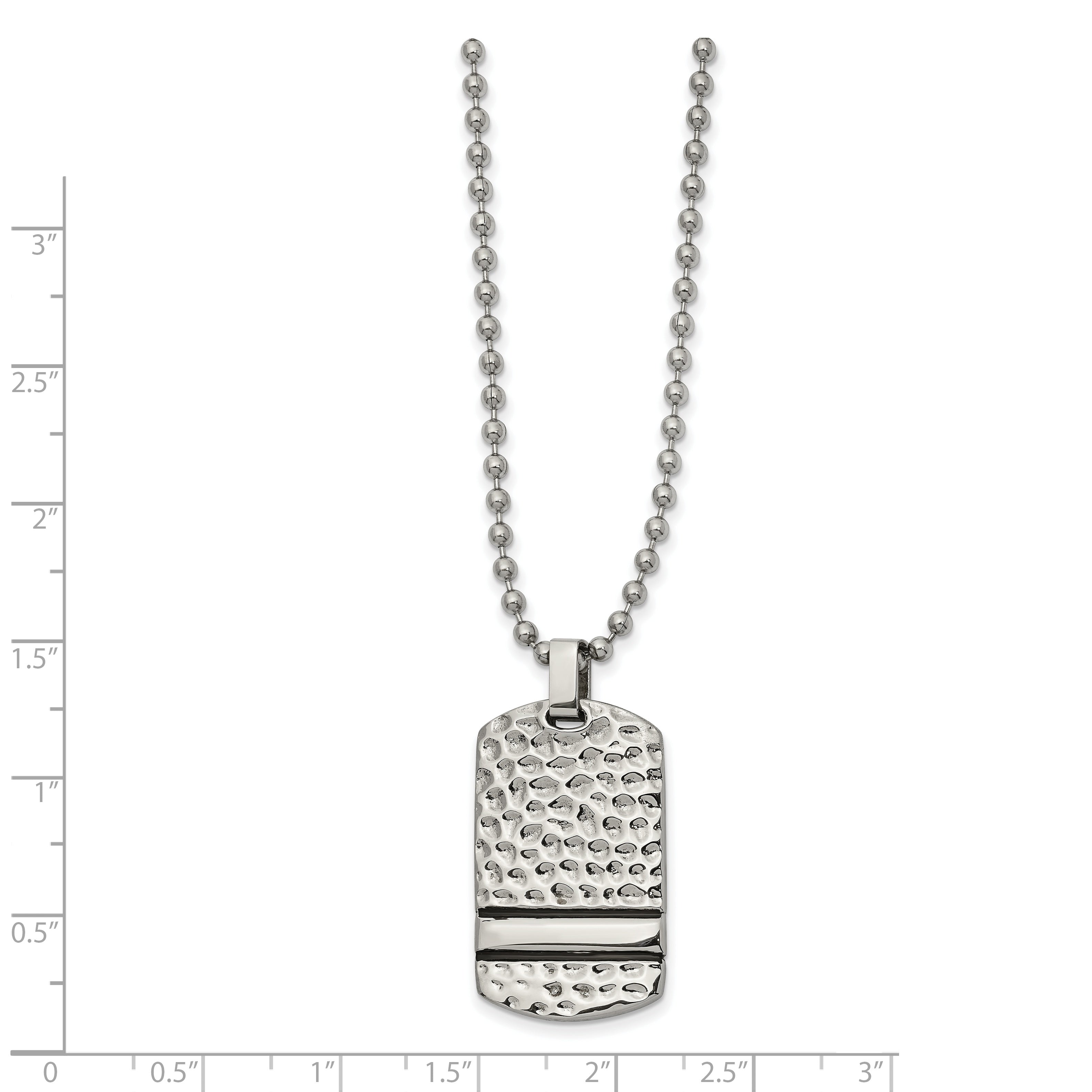 Chisel Stainless Steel Antiqued and Polished Hammered Reversible Dog Tag on a 22 inch Ball Chain Necklace
