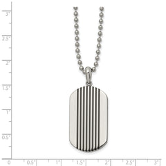 Chisel Stainless Steel Polished with Black Enamel Stripes Dog Tag on a 22 inch Ball Chain Necklace