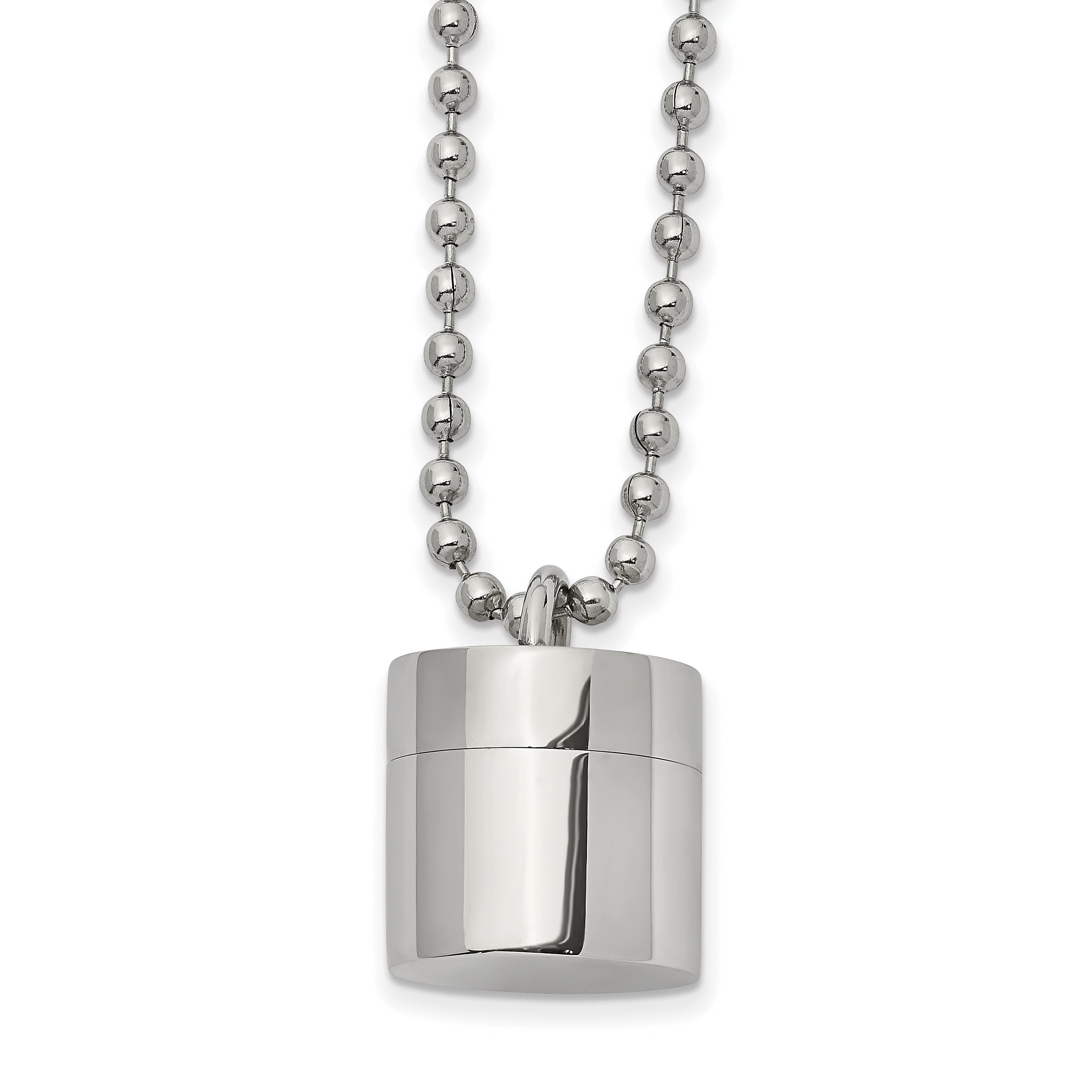 Chisel Stainless Steel Polished Capsule that Opens on a 22 inch Ball Chain Necklace Main image