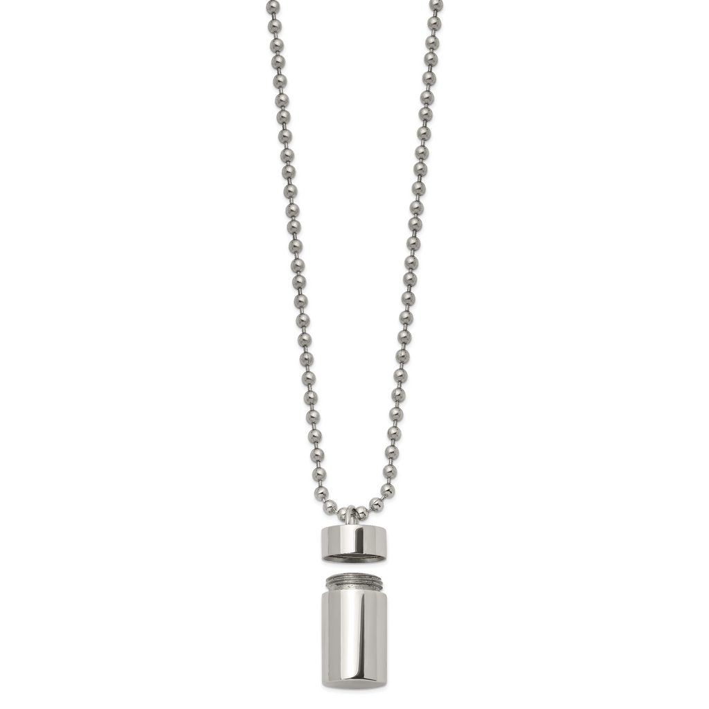 Capsule Locket Necklace in Stainless Steel, 22"
