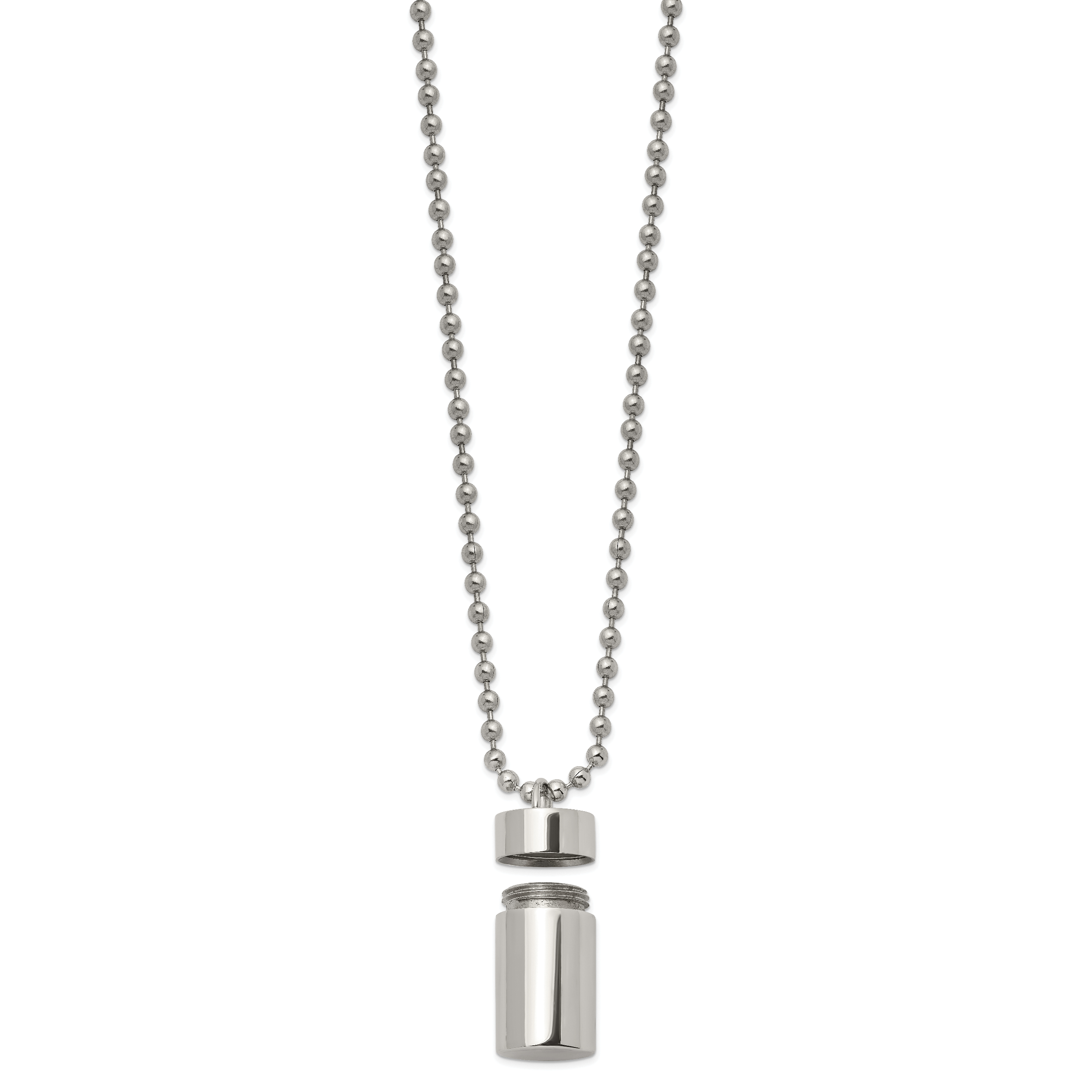 Capsule Locket Necklace in Stainless Steel, 22"