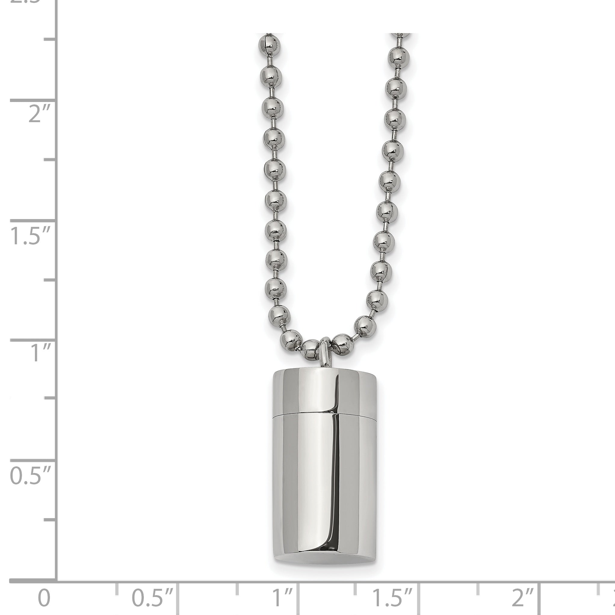 Capsule Locket Necklace in Stainless Steel, 22"
