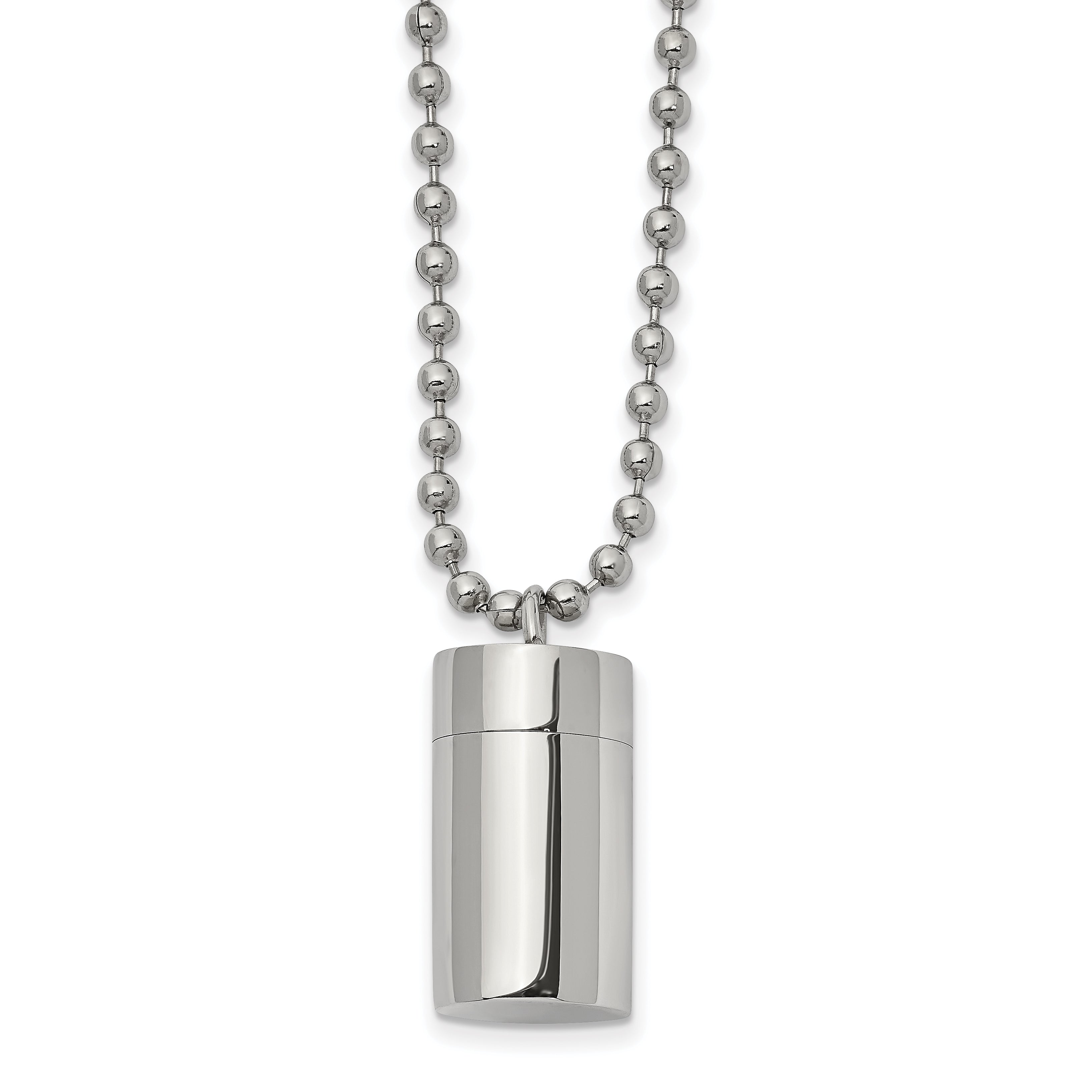 Chisel Stainless Steel Polished Capsule that Opens on a 22 inch Ball Chain Necklace Main image