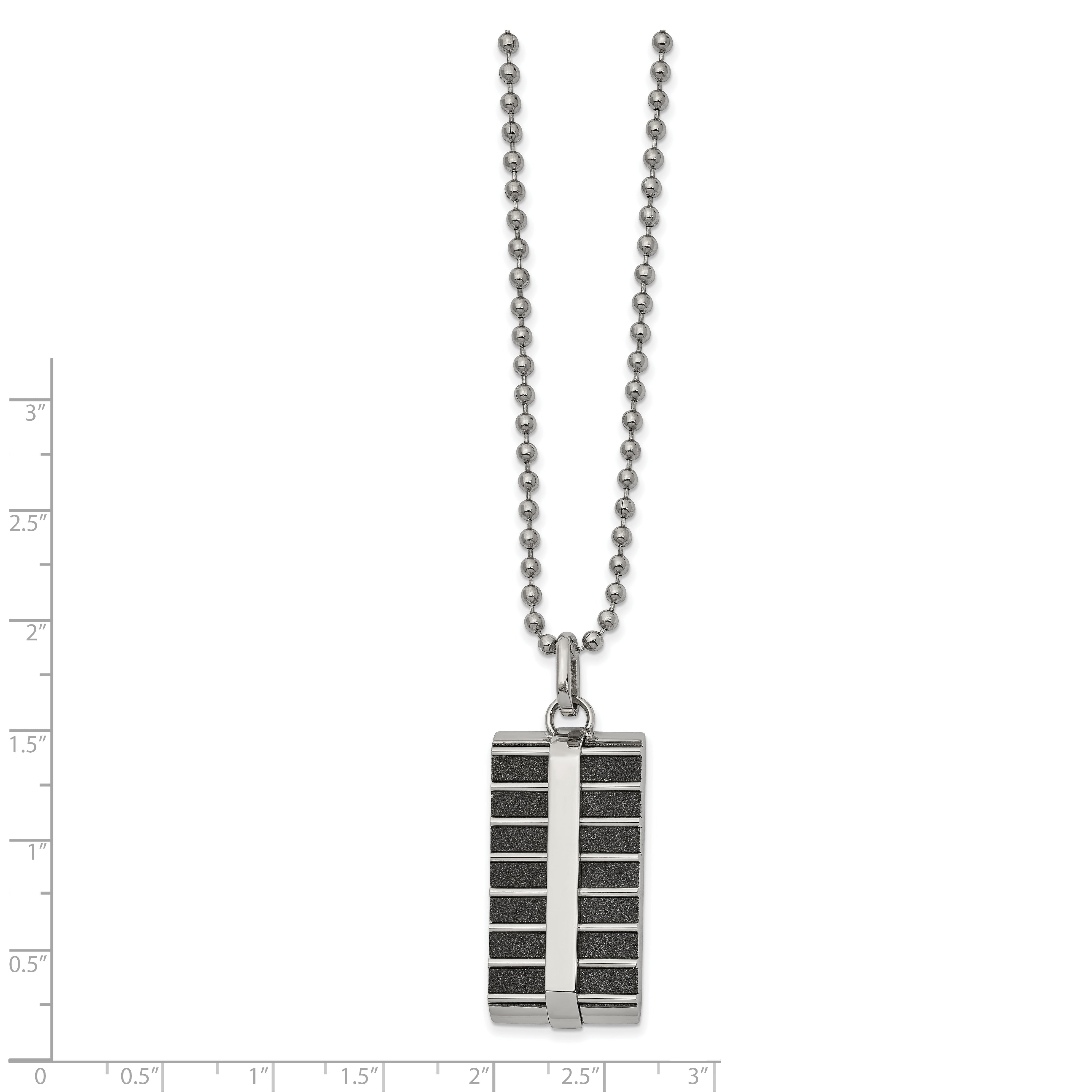 Stainless Steel 22in Polished Black IP-plated Laser Cut Rectangle Necklace Secondary image
