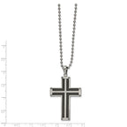 Chisel Stainless Steel Polished Black IP-plated Laser Cut Cross Pendant on a 22 inch Ball Chain Necklace