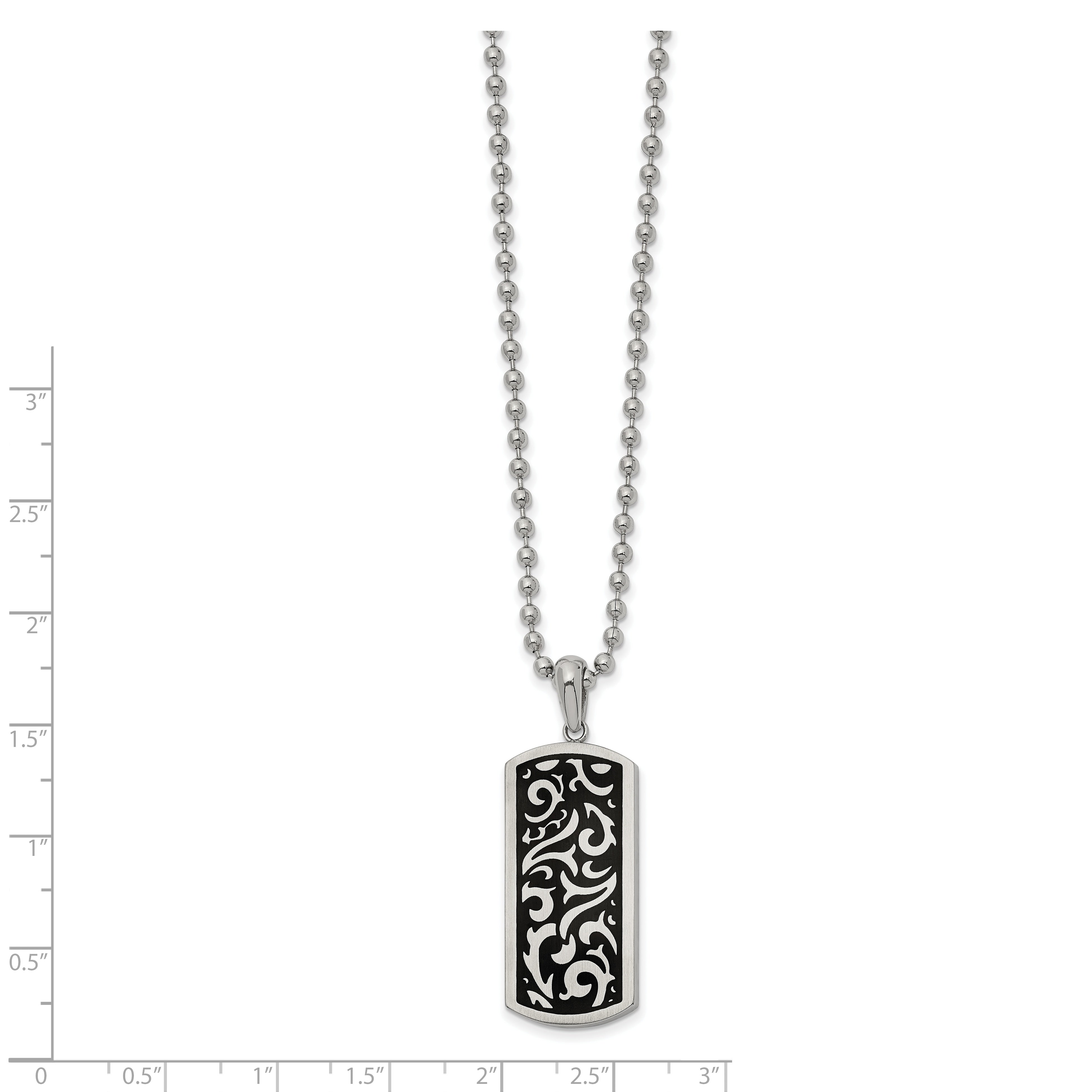 Chisel Stainless Steel Polished Enameled Swirl Design Dog Tag on a 22 inch Ball Chain Necklace Secondary image