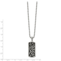 Chisel Stainless Steel Polished Enameled Swirl Design Dog Tag on a 22 inch Ball Chain Necklace