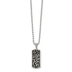 Chisel Stainless Steel Polished Enameled Swirl Design Dog Tag on a 22 inch Ball Chain Necklace