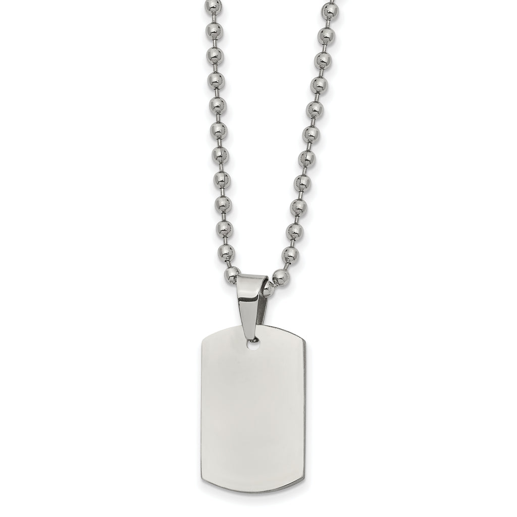 Reversible Dog Tag Necklace in Stainless Steel, 22"