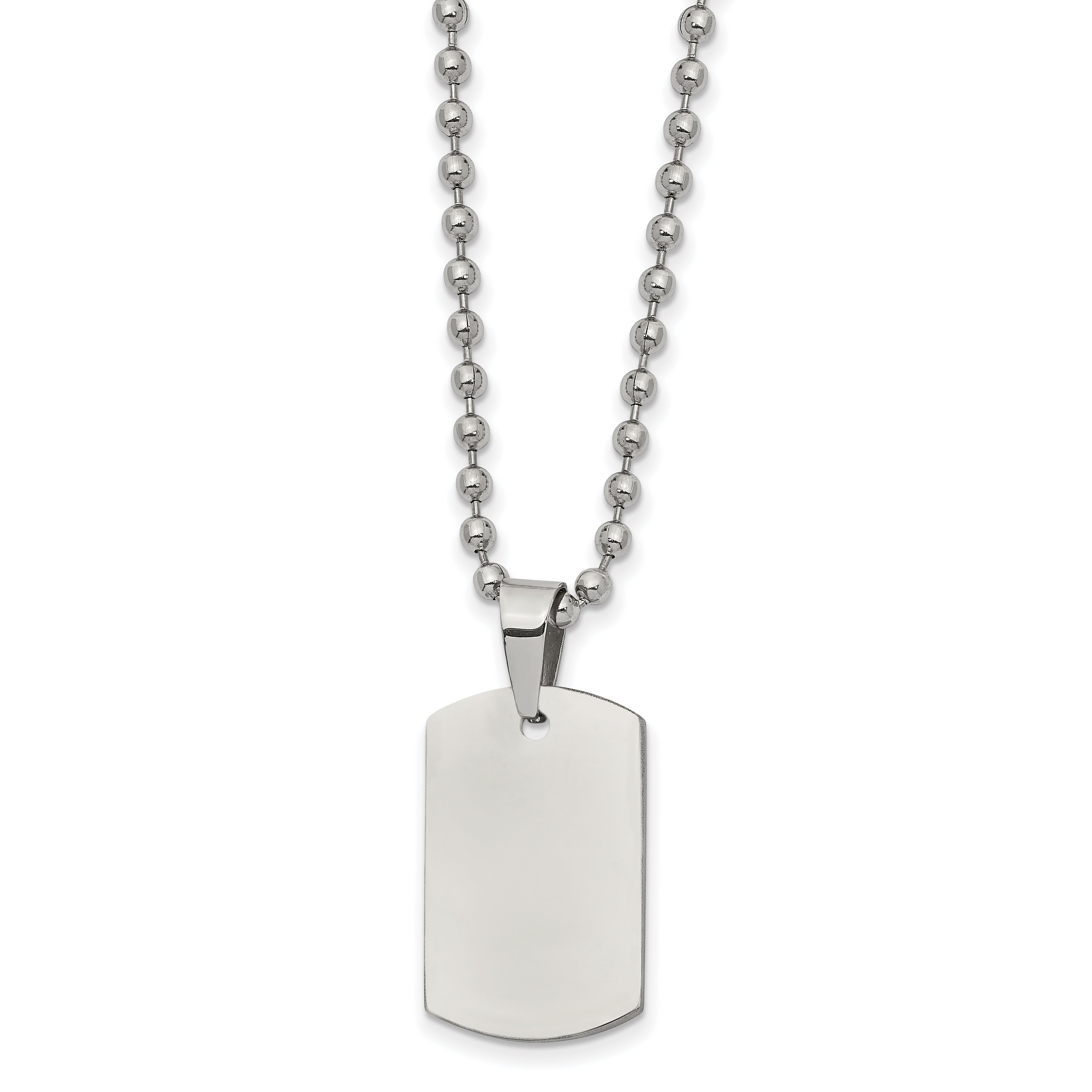 Reversible Dog Tag Necklace in Stainless Steel, 22"