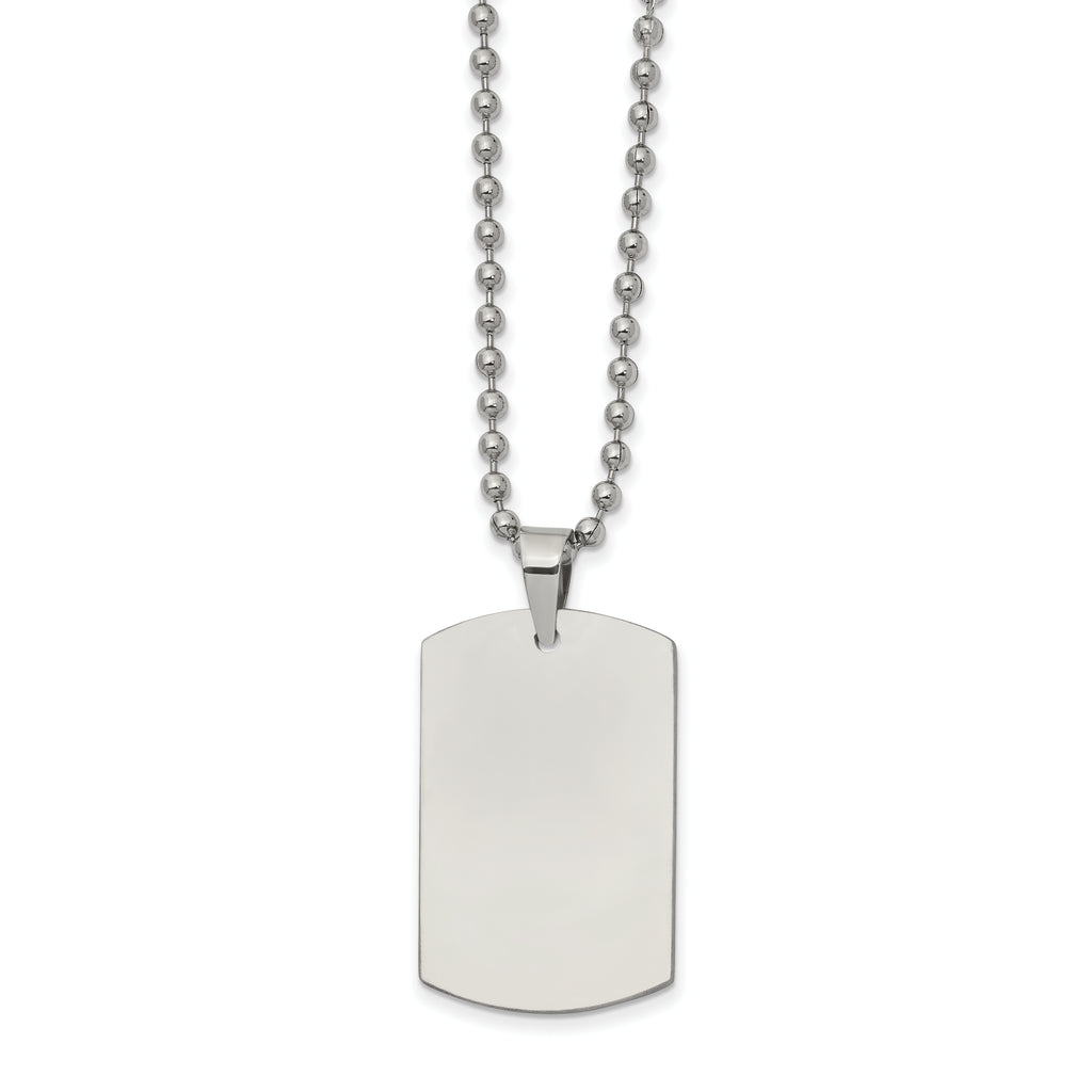 Reversible Dog Tag Necklace in Stainless Steel, 22"