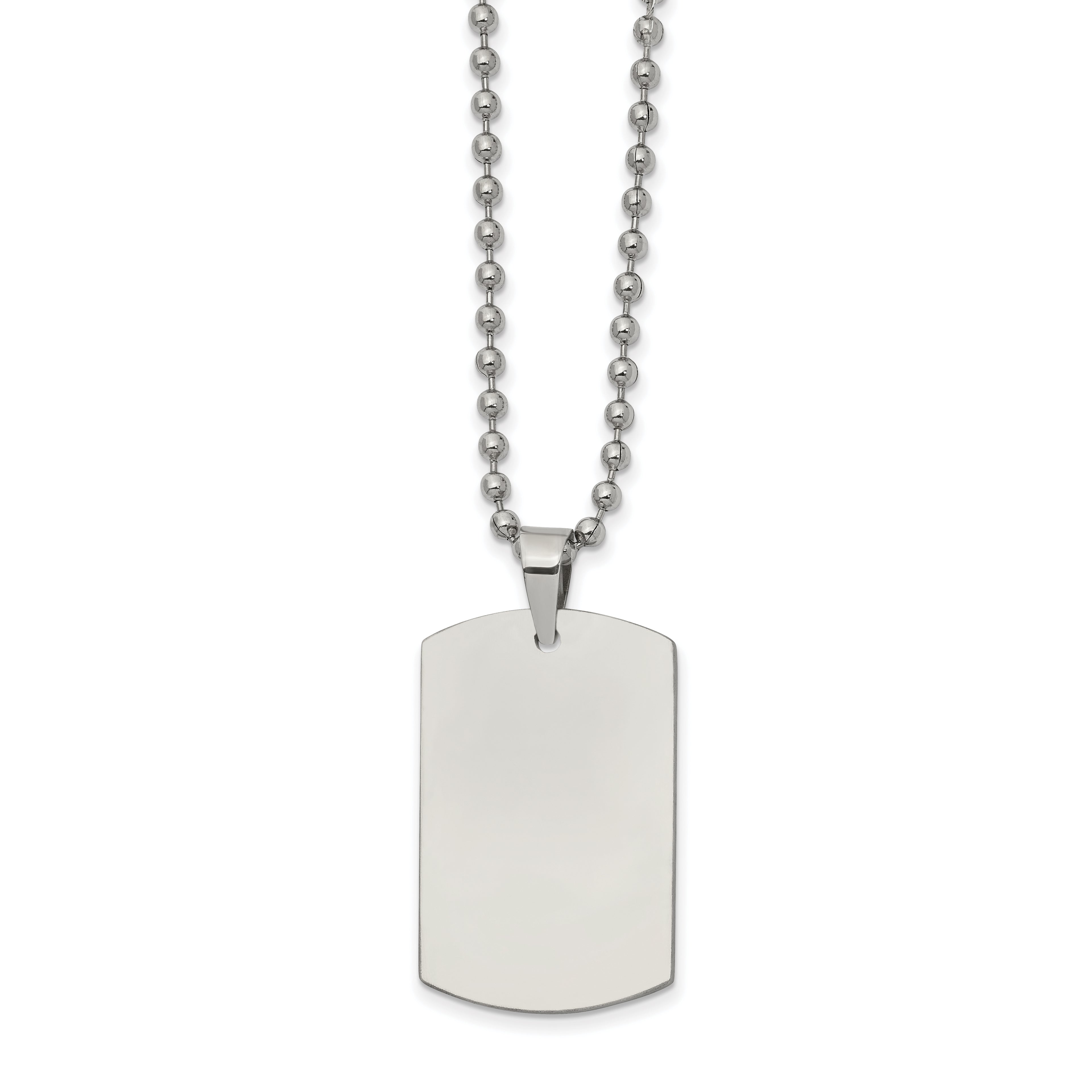Reversible Dog Tag Necklace in Stainless Steel, 22"