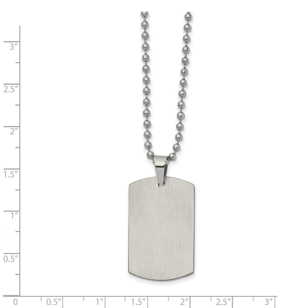 Reversible Dog Tag Necklace in Stainless Steel, 22"