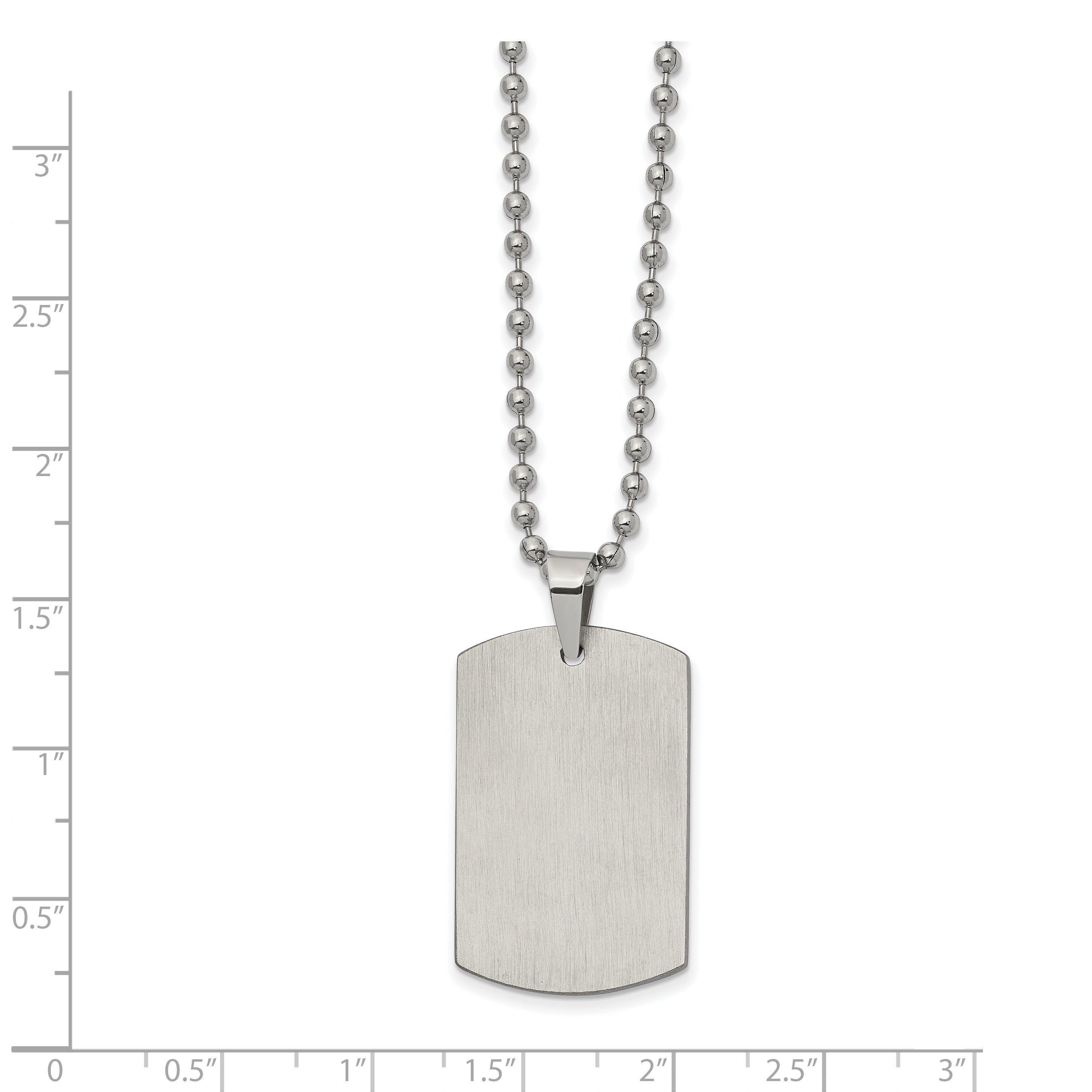 Reversible Dog Tag Necklace in Stainless Steel, 22"