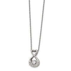 Chisel Stainless Steel Polished Vibrant CZ Infinity Heart Slide on a 16 inch Cable Chain with a 2 inch Extension Necklace