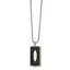Stainless Steel Polished w/Black Leather Inlay Dog Tag 22in Necklace